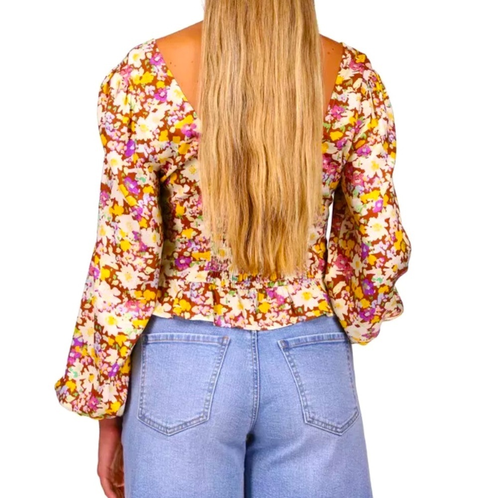 Floral Long Sleeve Women's Top - Picture 4 of 5
